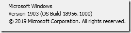 Windows 10 About Dialog - Version 1903